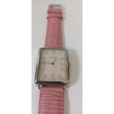 VINTAGE Mondia γυναικείο ρολόι με ασημένιο καντράν και ροζ δερμάτινο λουράκι (VIN65 - 1-571-6)